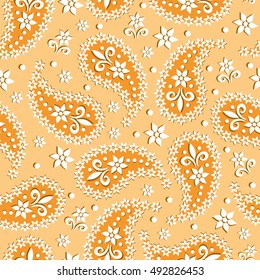 Paisley seamless pattern. Indian cucumber. Oriental decorative ornament