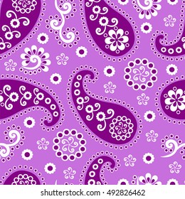 Paisley seamless pattern. Indian cucumber. Oriental decorative ornament