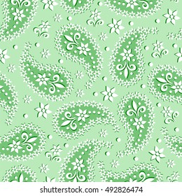 Paisley seamless pattern. Indian cucumber. Oriental decorative ornament