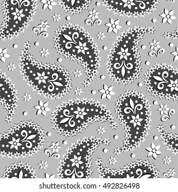 Paisley seamless pattern. Indian cucumber. Oriental decorative ornament
