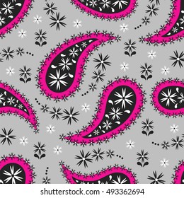 Paisley seamless pattern. Indian cucumber. Oriental decorative ornament.