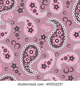 Paisley seamless pattern. Indian cucumber. Oriental decorative ornament.