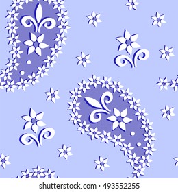 Paisley seamless pattern. Indian cucumber. Oriental decorative ornament.
