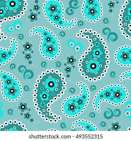 Paisley seamless pattern. Indian cucumber. Oriental decorative ornament.