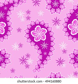 Paisley seamless pattern. Indian cucumber. Oriental decorative ornament.