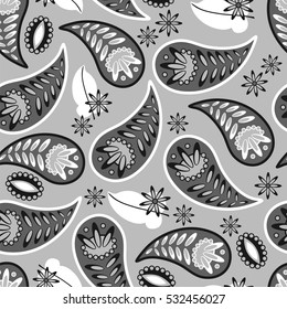 Paisley seamless pattern. Indian cucumber. Oriental decorative ornament