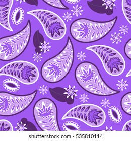 Paisley seamless pattern. Indian cucumber. Oriental decorative ornament