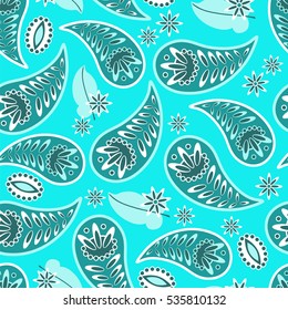 Paisley seamless pattern. Indian cucumber. Oriental decorative ornament