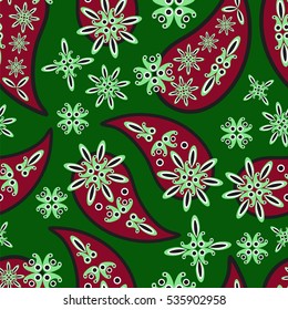 Paisley seamless pattern. Indian cucumber. Oriental decorative ornament