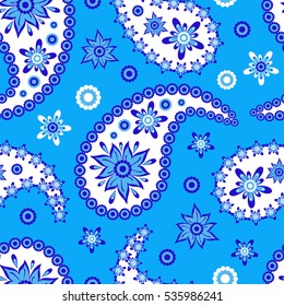 Paisley seamless pattern. Indian cucumber. Oriental decorative ornament.