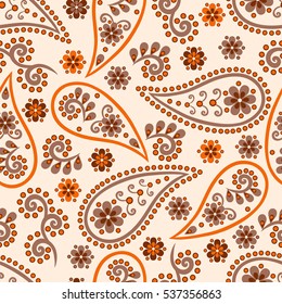 Paisley seamless pattern. Indian cucumber. Oriental decorative ornament
