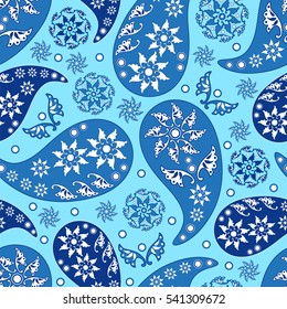 Paisley seamless pattern. Indian cucumber. Oriental decorative ornament