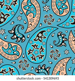 Paisley seamless pattern. Indian cucumber. Oriental decorative ornament