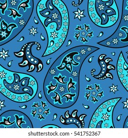 Paisley seamless pattern. Indian cucumber. Oriental decorative ornament