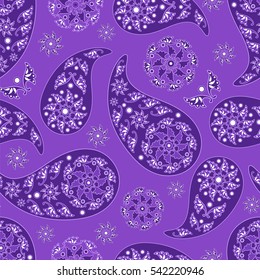 Paisley seamless pattern. Indian cucumber. Oriental decorative ornament