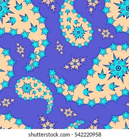 Paisley seamless pattern. Indian cucumber. Oriental decorative ornament