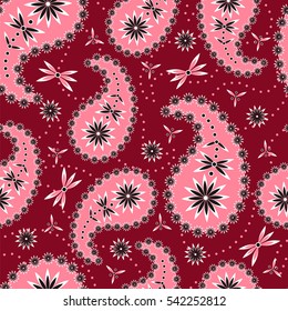 Paisley seamless pattern. Indian cucumber. Oriental decorative ornament