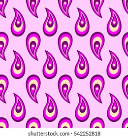 Paisley seamless pattern. Indian cucumber. Oriental decorative ornament