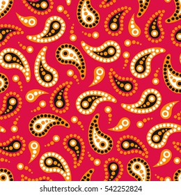 Paisley seamless pattern. Indian cucumber. Oriental decorative ornament