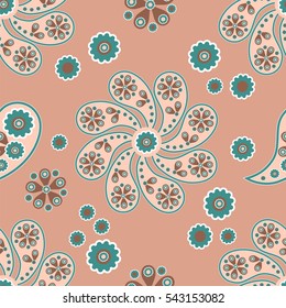 Paisley seamless pattern. Indian cucumber. Oriental decorative ornament