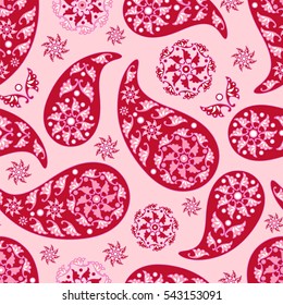 Paisley seamless pattern. Indian cucumber. Oriental decorative ornament