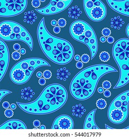 Paisley seamless pattern. Indian cucumber. Oriental decorative ornament.