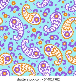 Paisley seamless pattern. Indian cucumber. Oriental decorative ornament