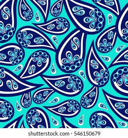 Paisley seamless pattern. Indian cucumber. Oriental decorative ornament