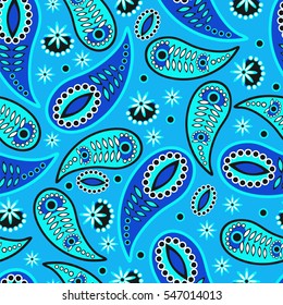 Paisley seamless pattern. Indian cucumber. Oriental decorative ornament