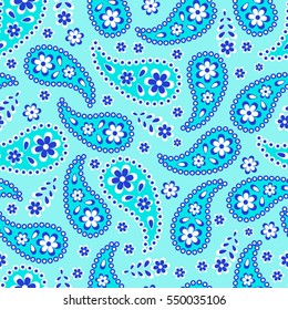 Paisley seamless pattern. Indian cucumber. Oriental decorative ornament