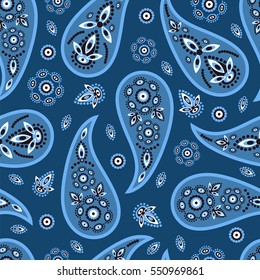 Paisley seamless pattern. Indian cucumber. Oriental decorative ornament