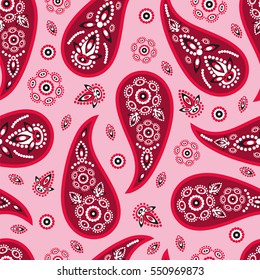 Paisley seamless pattern. Indian cucumber. Oriental decorative ornament
