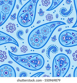 Paisley seamless pattern. Indian cucumber. Oriental decorative ornament