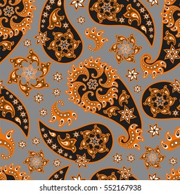 Paisley seamless pattern. Indian cucumber. Oriental decorative ornament