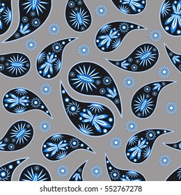 Paisley seamless pattern. Indian cucumber. Oriental decorative ornament