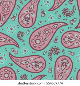 Paisley seamless pattern. Indian cucumber. Oriental decorative ornament 