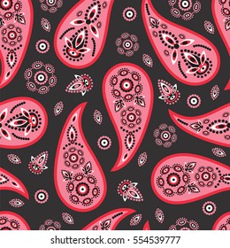Paisley seamless pattern. Indian cucumber. Oriental decorative ornament 