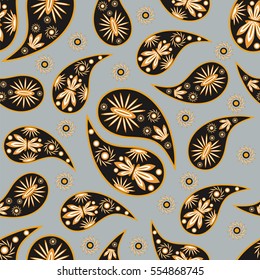 Paisley seamless pattern. Indian cucumber. Oriental decorative ornament