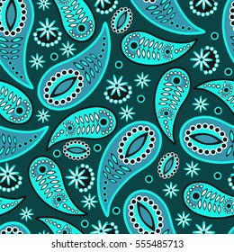 Paisley seamless pattern. Indian cucumber. Oriental decorative ornament