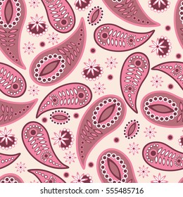 Paisley seamless pattern. Indian cucumber. Oriental decorative ornament