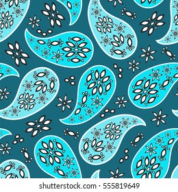 Paisley seamless pattern. Indian cucumber. Oriental decorative ornament