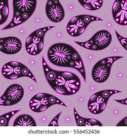 Paisley seamless pattern. Indian cucumber. Oriental decorative ornament