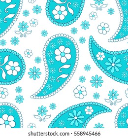 Paisley seamless pattern. Indian cucumber. Oriental decorative ornament. Vector.