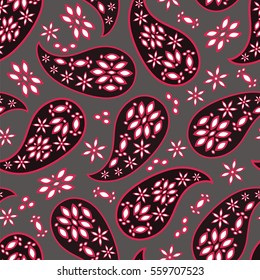 Paisley seamless pattern. Indian cucumber. Oriental decorative ornament. Vector.