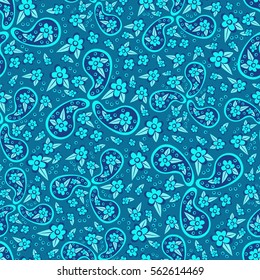 Paisley seamless pattern. Indian cucumber. Oriental decorative ornament