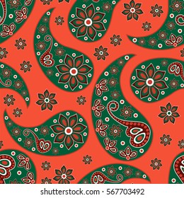 Paisley seamless pattern. Indian cucumber.  Oriental decorative ornament Vector