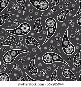 Paisley seamless pattern. Indian cucumber.  Oriental decorative ornament Vector