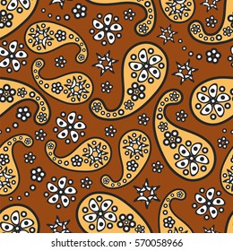 Paisley seamless pattern. Indian cucumber. Oriental decorative ornament Vector