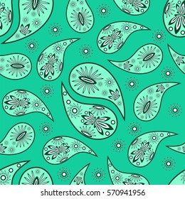 Paisley seamless pattern. Indian cucumber.  Oriental decorative ornament Vector