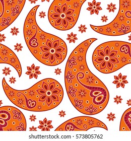 Paisley seamless pattern. Indian cucumber.  Oriental decorative ornament Vector